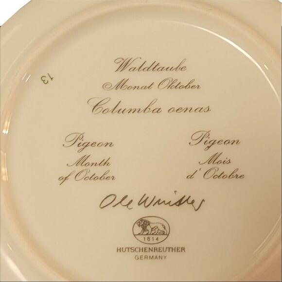 Winther Hutschenreuther 1814 German October Bird Decor Discontinued Vintage 90s - Picture 2 of 3